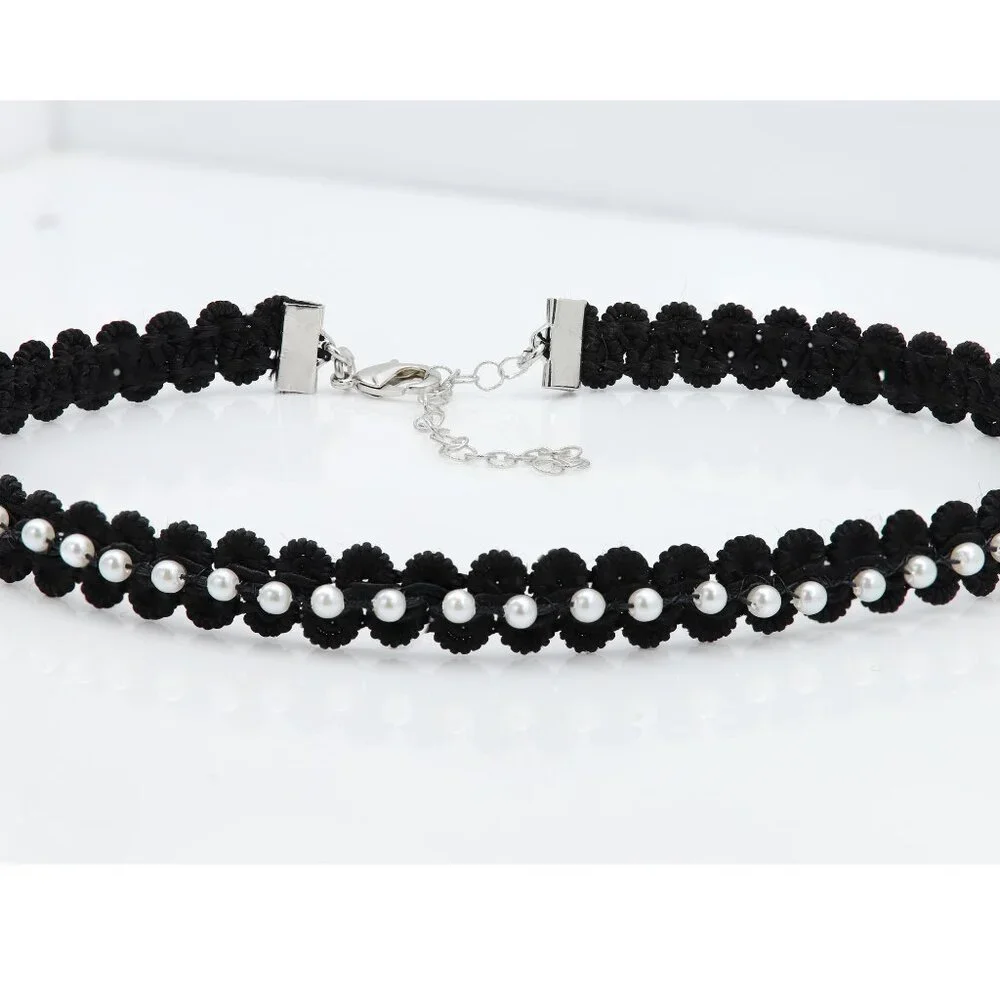 Fancy Black Choker Pearl Chokers adjustable - Picture 9 of 9
